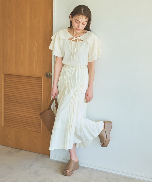 「mysty woman」 ロングスカート FREE チャコールグレー レディース_画像2