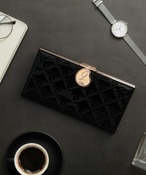 Clelia（クレリア） 長財布 財布 がま口×エナメル薄マチ長財布