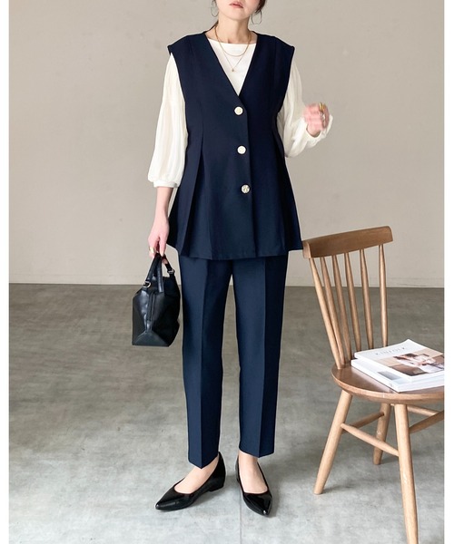 She's Closet セレモニースーツ セットアップ ペプラムVネック金 She's Closet セレモニースーツ セットアップ ペプラムVネック金
