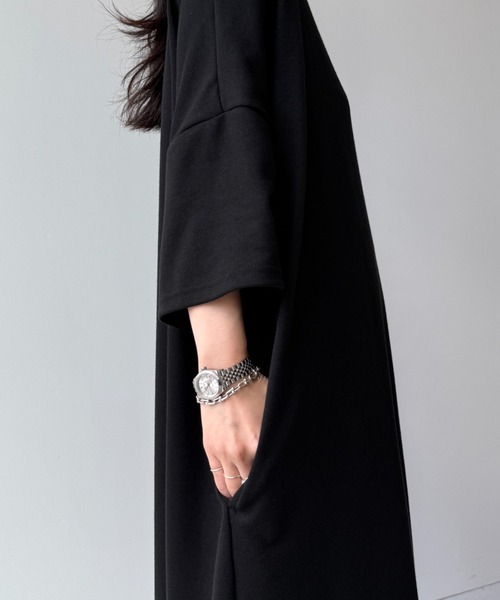 「wee9s」 7分袖ワンピース SHORT ブラック レディース_画像5