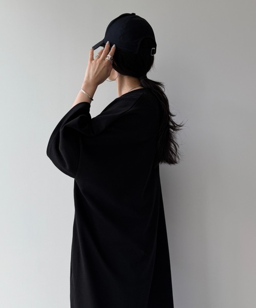 「wee9s」 7分袖ワンピース SHORT ブラック レディース_画像9