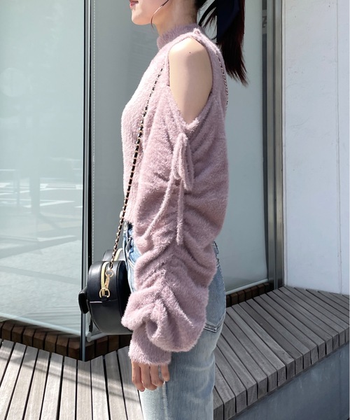 「abc une face」 長袖ニット FREE ライトブルー レディース_画像5