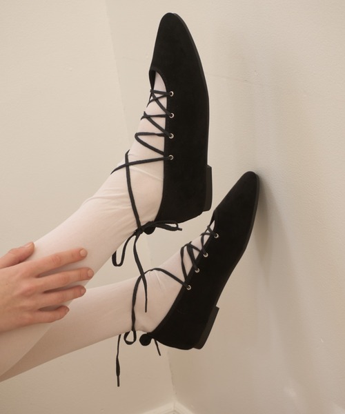 パンプス レースアップバレエシューズ/lace up ballet shoes