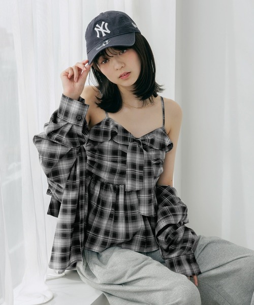 Heather（ヘザー） キャミソール チェックフリルビスチェ 656717