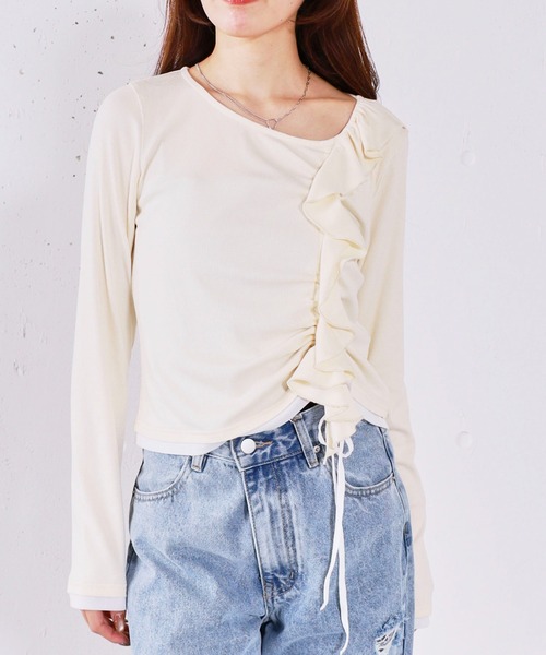 archives（アルシーヴ） tシャツ フリルドロストカットTOPS