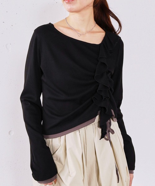 archives（アルシーヴ） tシャツ フリルドロストカットTOPS