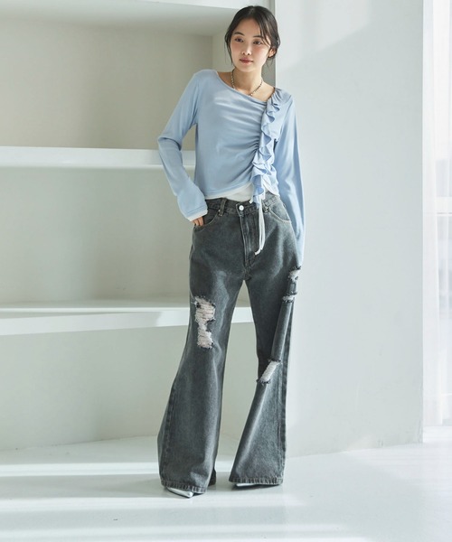 archives（アルシーヴ） tシャツ フリルドロストカットTOPS