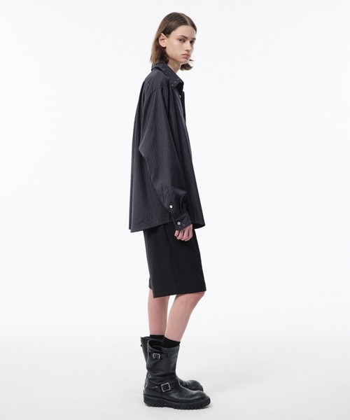 Camphor wood シャツ EYELET REGULAR COLLAR STRIPE L/S SHIRT