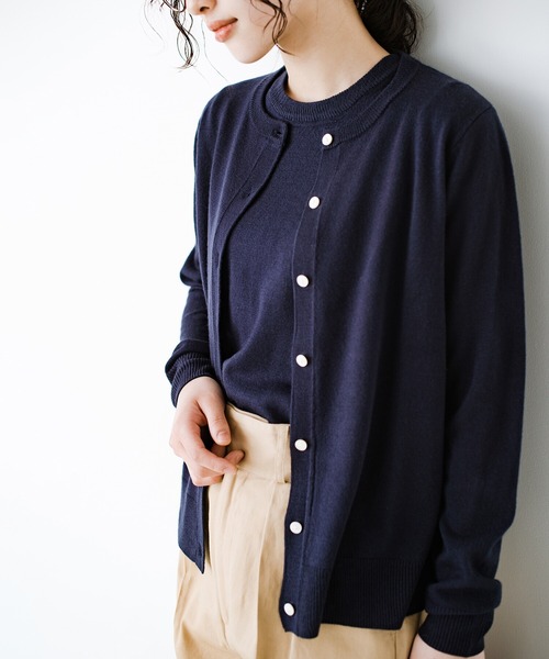 「haco!」 ニットアンサンブル MEDIUM ネイビー レディース_画像2