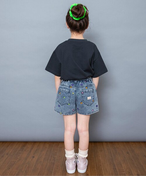 L　デニムショートパンツ刺繍ロゴ付き BREEZE（ブリーズ） パンツ 刺繍デニムショートパンツ キッズ 子供服