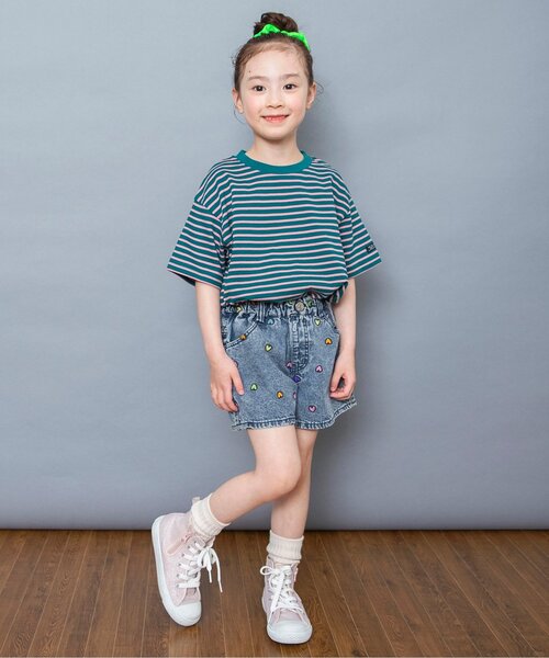 【未使用】FITH フィス 刺繍デニムパンツ 140★パッチワーク 希少 BREEZE（ブリーズ） パンツ 刺繍デニムショートパンツ キッズ 子供服