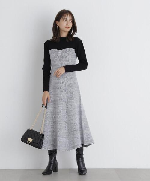 「PROPORTION BODY DRESSING」 ドッキングワンピース MEDIUM ブラック レディース_画像6
