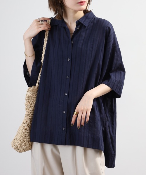 ブラウス シャツ 夏 BRODIAEA インド綿チュニックブラウス 半端袖