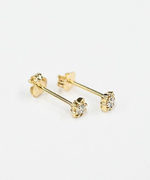 ピアス K10YG ダイヤモンド四芒星ピアス レディース メンズの画像