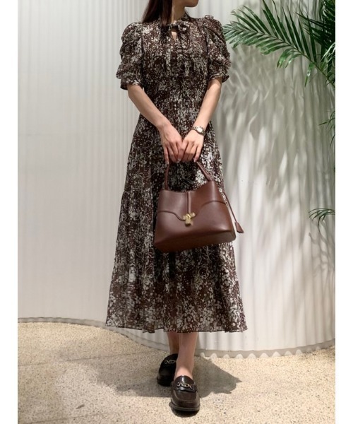 「SNIDEL」 半袖ワンピース 1 ピンクベージュ レディース_画像4