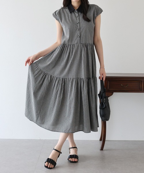 「BLUEEAST」 半袖ワンピース MEDIUM グレー レディース_画像2