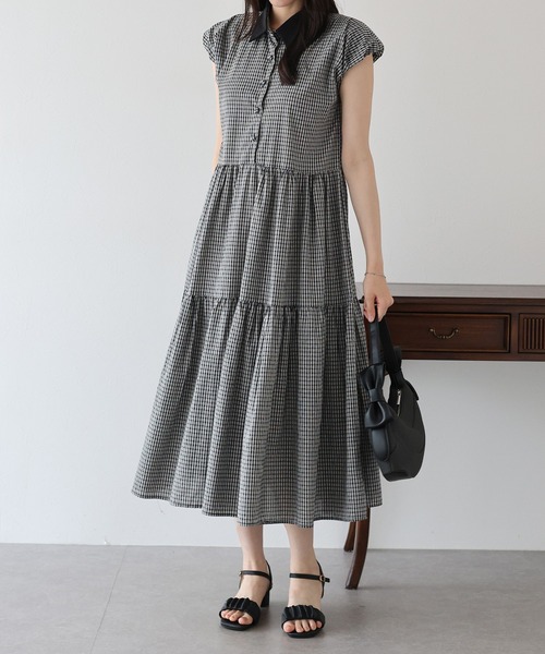 「BLUEEAST」 半袖ワンピース MEDIUM グレー レディース_画像4