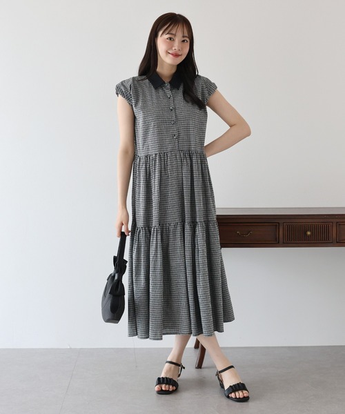 「BLUEEAST」 半袖ワンピース MEDIUM グレー レディース_画像5
