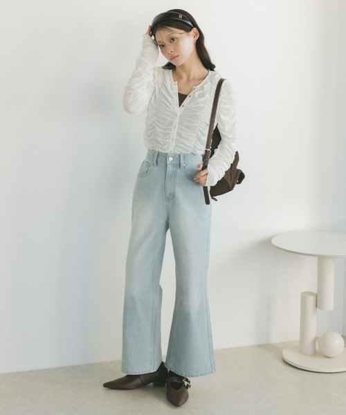 「VANNIE U」 デニムパンツ M ライトブルー レディース_画像4
