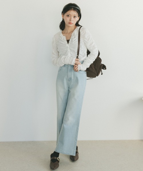 「VANNIE U」 デニムパンツ M ライトブルー レディース_画像5