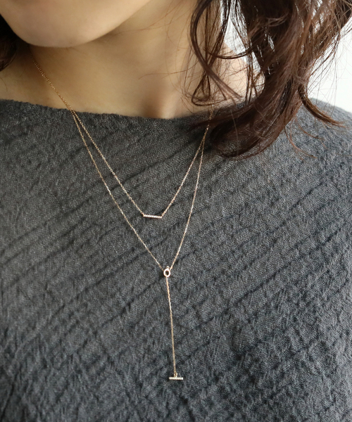 Lilas ダイヤ10mmバーネックレス K10 Lilas ネックレス ダイヤ10mmバーネックレス K10 レディース