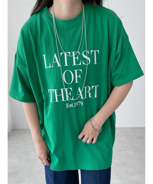 新品、アルベロベロ半袖チュニック ダークグリーン Green Parks（グリーンパークス） チュニック キレイ目ロゴ半袖