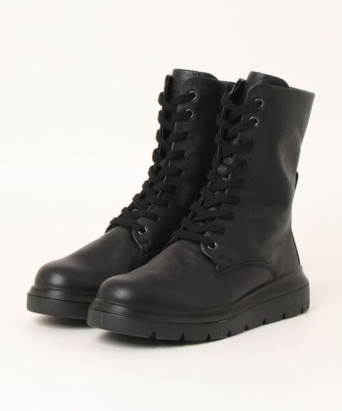 ブラックレザーミッドカットブーツ ecco（エコー） ブーツ ウィメンズ 本革 ミッドカットブーツ ヌーベル