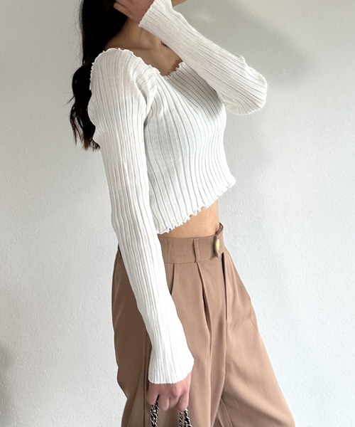 【サンプル品】kotohayokozawa リブメロウトップス kotohayokozawa/コトハヨコザワ】《STUDIOUS別注》SHEER SHORT