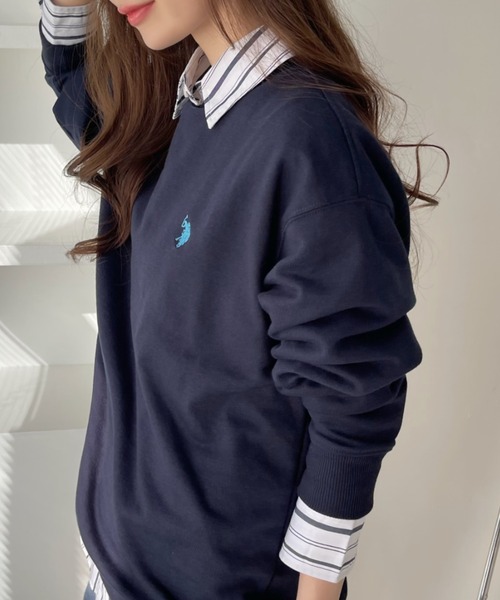 最終値下げ！U.S. POLO ASSN. オーバーサイズトレーナー緑 M無地 214252_m01fl.jpg