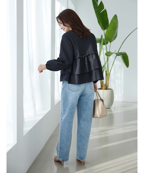 ジャガードブルゾン ふりふ fifth（フィフス） ブルゾン アウター ふくれジャガードフリルブルゾン