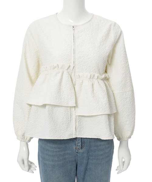 fifth（フィフス） ブルゾン アウター ふくれジャガードフリルブルゾン