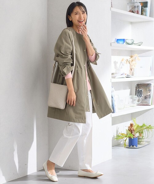 23区 パンツ 「洗える」コットンサテンストレッチ テーパード
