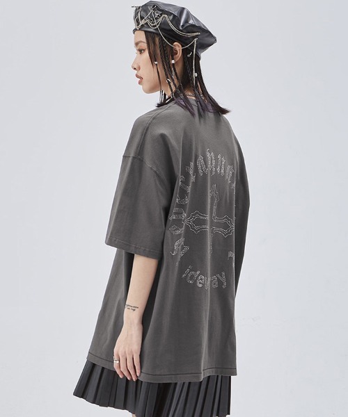 Ressaca（レサーカ） tシャツ オーバーサイズ ラインストーンクロス