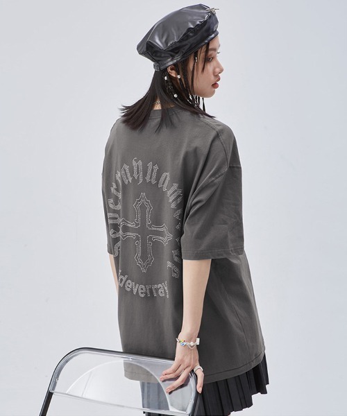 Ressaca（レサーカ） tシャツ オーバーサイズ ラインストーンクロス