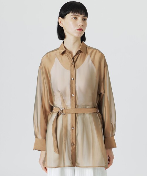 ブラウス シャツ 「手洗い可」シフォンジーシアーシャツ レディース