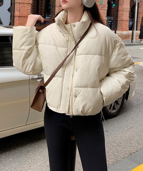 c.u.l ダウンコート ダウンジャケット ボリューム エコレザーテイスト