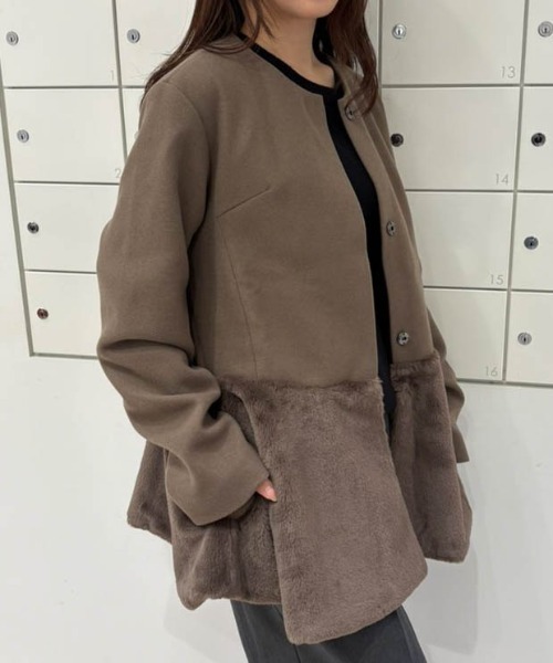RANAN（ラナン） コート アウター ペプラムファー切替コート