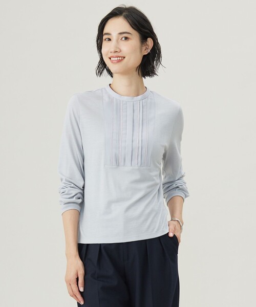 tシャツ ウォッシャブルウール タック ドットレース カットソー レディース
