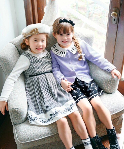 any FAM スカート モノトーン音符ジャンパースカート キッズ  