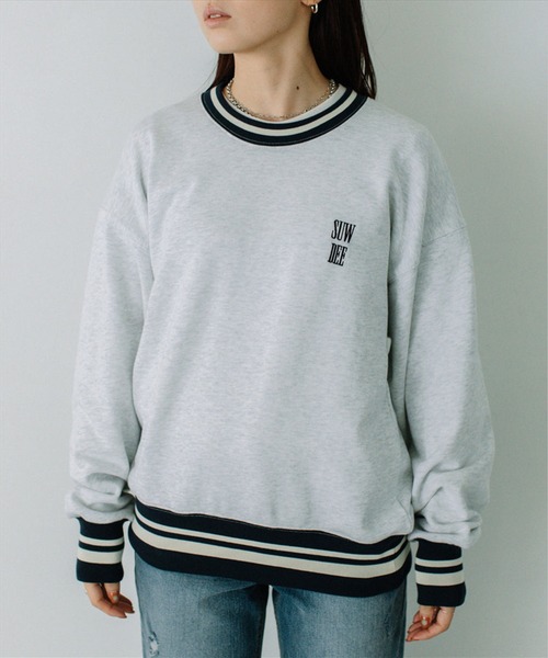 トレーナー スウェット Side Opening Sweat レディース SUWDEE トレーナー スウェット rib line sweat tops レディース