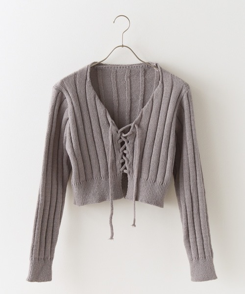 最安価格 Rib Ribbon Front カーディガン Chick Cardigan フロント / トップス