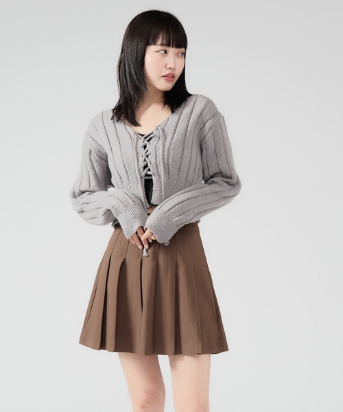 カーディガン Double Ribbon カーディガン レディース Chick カーディガン Front Ribbon Rib Cardigan / フロント