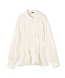CABaN ブラウス シャツ コットンサテンモールスキン タック