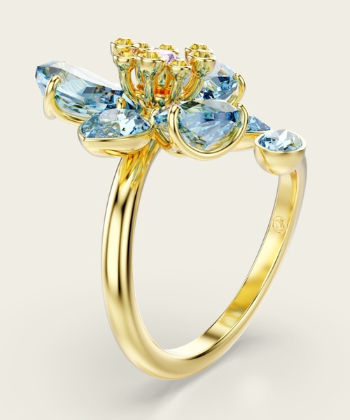 送料関税込◇SWAROVSKI Idyllia リング Idyllia オープンリング, ミックスカット, フラワー, ブルー