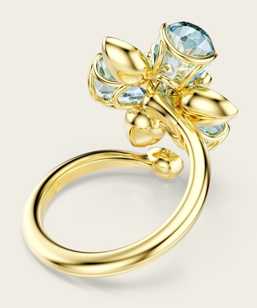 送料関税込◇SWAROVSKI Idyllia リング Idyllia オープンリング, ミックスカット, フラワー, ブルー