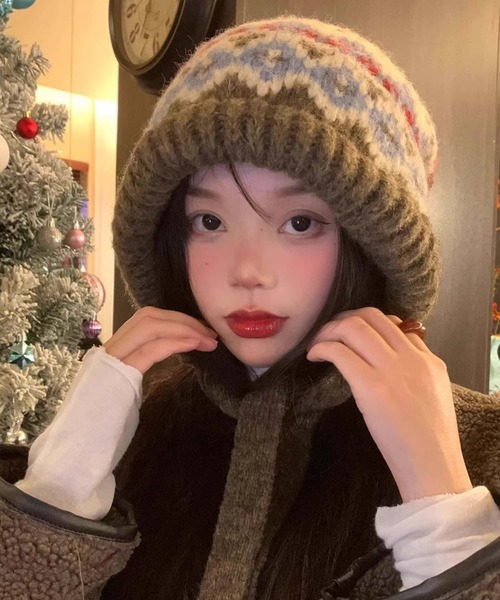 tricot comme des garcons ローズモチーフ　ニット帽 CDGロゴ・ニット帽-ビーニー | コムデギャルソン リンカン-comme des