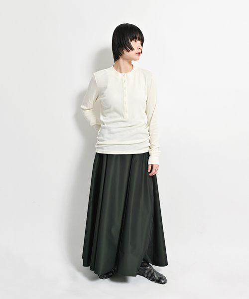 CITYSHOP tシャツ SHEER RIB HENLY NECK：カットソー レディース