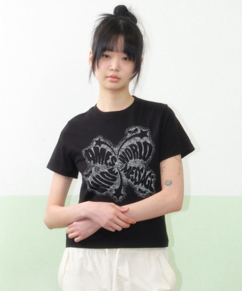 tシャツ A'GEM/9 × .kom 「AMESWORLDWIDE/アメスワールドワイド」CHARACTER SPRAY TEE/キャラクタースプレ