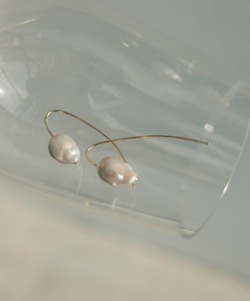 〈美品〉 anuans / カーブパールピアス anuans ピアス カーブパールピアス レディース : ZOZOTOWN Yahoo