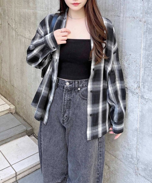 ブラウス シャツ ミニチェック柄BIGシャツ レディース INGNI ブラウス シャツ チェック柄BIGシャツ レディース